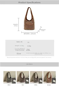 Detaillierte Größentabelle und Spezifikationen für die Vintage Perlen-Hobo-Tasche