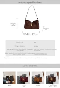 Spécifications de taille pour sac à bandoulière carré rétro en cuir PU femme