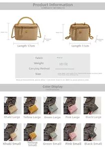 Size chart detail for mini woven box bag with dimensions and styling options