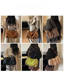Collage de grands sacs bandoulière en velours côtelé déclinés en plusieurs coloris tendance