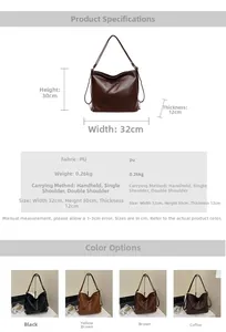 Size specifications and multi-color selection chart for vintage PU commuter backpack