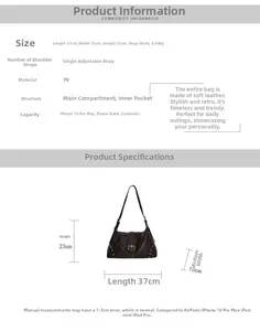 Detailed size specifications and interior capacity for the large vintage brown tote bag