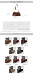 Detailed size chart and multi-color options for the vintage PU leather shoulder bag