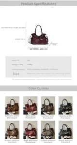 Tableau des tailles du grand sac cabas vintage en cuir huilé avec options de couleurs