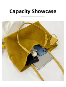 Spacious interior of yellow matte tote bag showing daily essentials and tablet fit