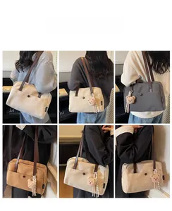 Collage of fashion tote bags in cream, gray, and khaki shown with diverse styling options
