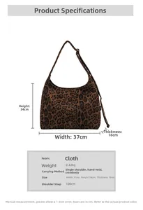 Specifiche dettagliate delle dimensioni della borsa tote leopardata scamosciata in cm