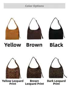 Selezione di borse hobo in pelle scamosciata a tinta unita e stampe leopardate