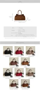 Detailed size chart for large and small tote bags with dimensions and specifications