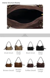 Détail de la doublure de sac Boston en daim et affichage des options de couleurs