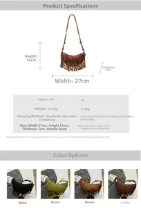 Detailed size chart for crescent moon bag with dimensions, fabric, and weight specifications