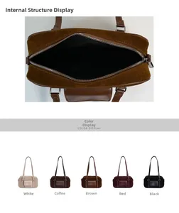 Detail view of the vintage Boston bag internal structure and multi-color selection