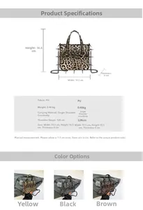 Detailed punk style leopard print PU leather bag with metal rivets and crossbody chain strap