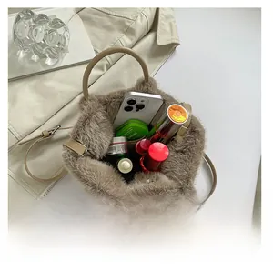 Detailed interior of plush brown tote bag showing large capacity for daily essentials