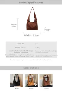 Detaillierte Größentabelle und Farbauswahl für die große PU-Leder Shopper Tasche