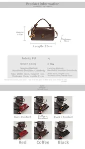 Detailed dimensions and color options for the minimalist square crossbody handbag