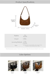 Guide des tailles détaillé et spécifications pour le sac hobo en PU mat minimaliste