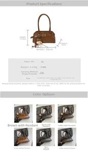 Tabella delle taglie dettagliata e opzioni di colore per questa borsa a spalla vintage in pelle PU