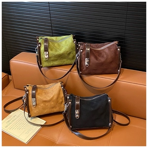 Four vintage crossbody bags in green, coffee, caramel and black with diamond stitching