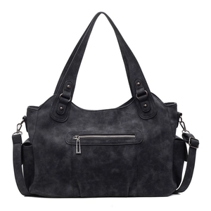 Vintage matte dark grey large tote bag with top handles and adjustable shoulder strap