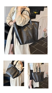 Detailansicht der schwarzen Shopper-Tasche aus Kunstleder mit feiner Textur und viel Platz