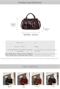 Detailed view of PU leather bag dimensions 26x16x10cm with four retro color options