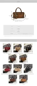 Detailed size chart and specifications for the retro faux leather baguette shoulder bag