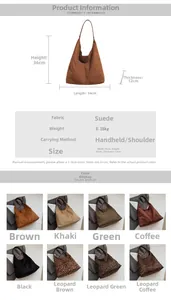 Size chart showing large tote bag dimensions 34x36x12cm with eight color options