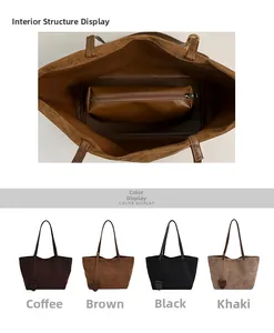 Dettaglio della struttura interna della borsa tote opaca con tasca interna chiusa