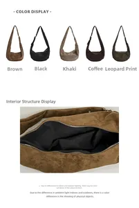 Multiple colors of large capacity faux suede dumpling bags with zipper and interior lining