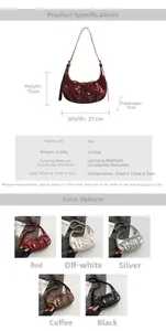 Detailed size guide and material specifications for this trendy PU leather baguette bag