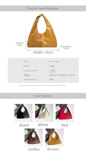 Size chart showing dimensions 38x19x12cm for the vintage oversized patchwork tote bag