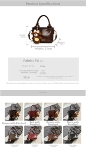 Dimensions détaillées et spécifications du sac seau en cuir PU avec charm d'ours