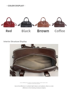 Detalle de cuatro bolsos Boston y estructura interna con forro gris y cierre de cremallera