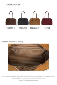 Détail du grand sac Boston en suédine montrant la doublure rayée et la poche zippée