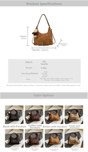 Tabella taglie e opzioni colore per lo zaino vintage in pelle scamosciata PU e borsa tote