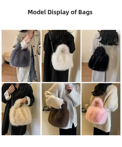 Sacs à bandoulière en peluche en six couleurs avec fines bandoulières en chaîne