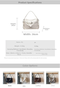 Detailed size specifications and weight info for women's large PU biker tote bag