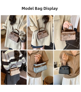 Detailed views of stylish faux leather crossbody bag with metal CD buckle in three colors