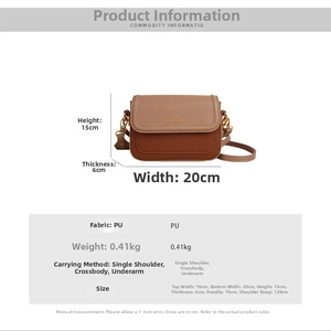 Spécifications de taille et dimensions détaillées pour le sac bandoulière en cuir PU marron