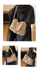Détails du sac cabas vintage marron avec rivets métalliques et bandoulière