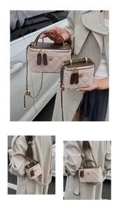 Detailed comparison of large and mini quilted suede flap bags with flower metal clasp