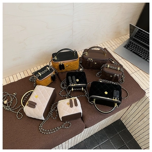 Velvet quilted chain bags in multiple colors and sizes with golden floral accents