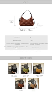 Detailed size chart for rivet hobo bag showing 22x10x10cm dimensions and strap length