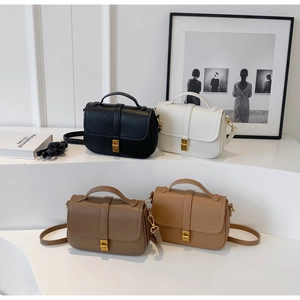 Classic crossbody flap bags in four colors with gold square locks and lychee texture