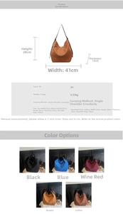 Guide des tailles pour grand sac cabas en toile avec dimensions et cinq options de couleurs