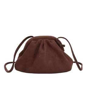 Retro dunkelbraune matte Muscheltasche mit Kordelzug und verstellbarem Schultergurt