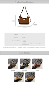 Detailed size specifications and color variants of the vintage quilted crossbody bag