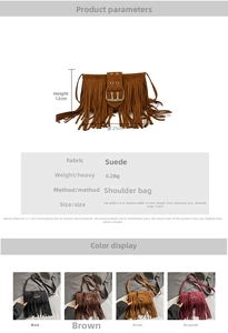 Paramètres de taille et options de couleurs pour le sac bandoulière bohème à franges