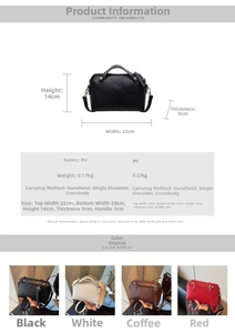 Details zur PU-Lederhandtasche mit vier Farben und einem leichten Gewicht von nur 0,17 kg